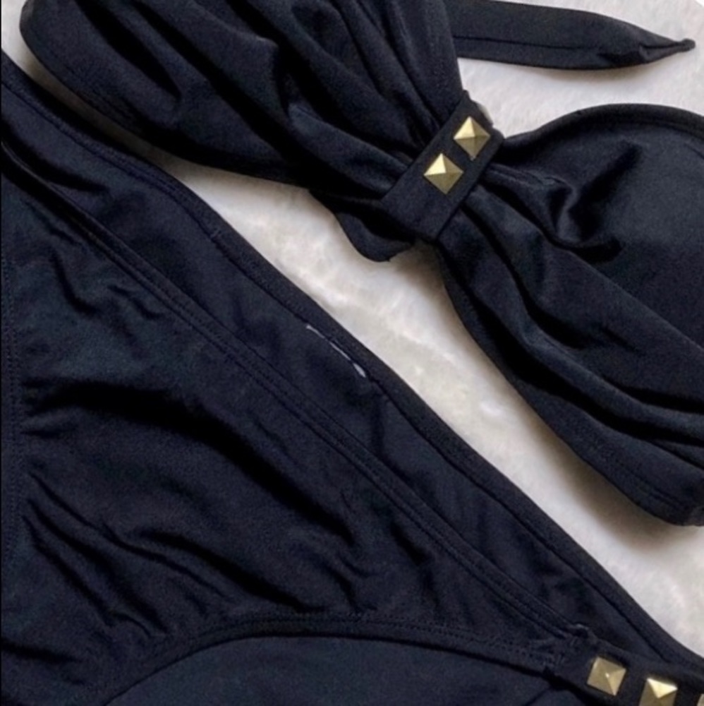 NWOT 🏖 Bandeau Bikini Black w/Bronze Accents - Picture 4 of 14